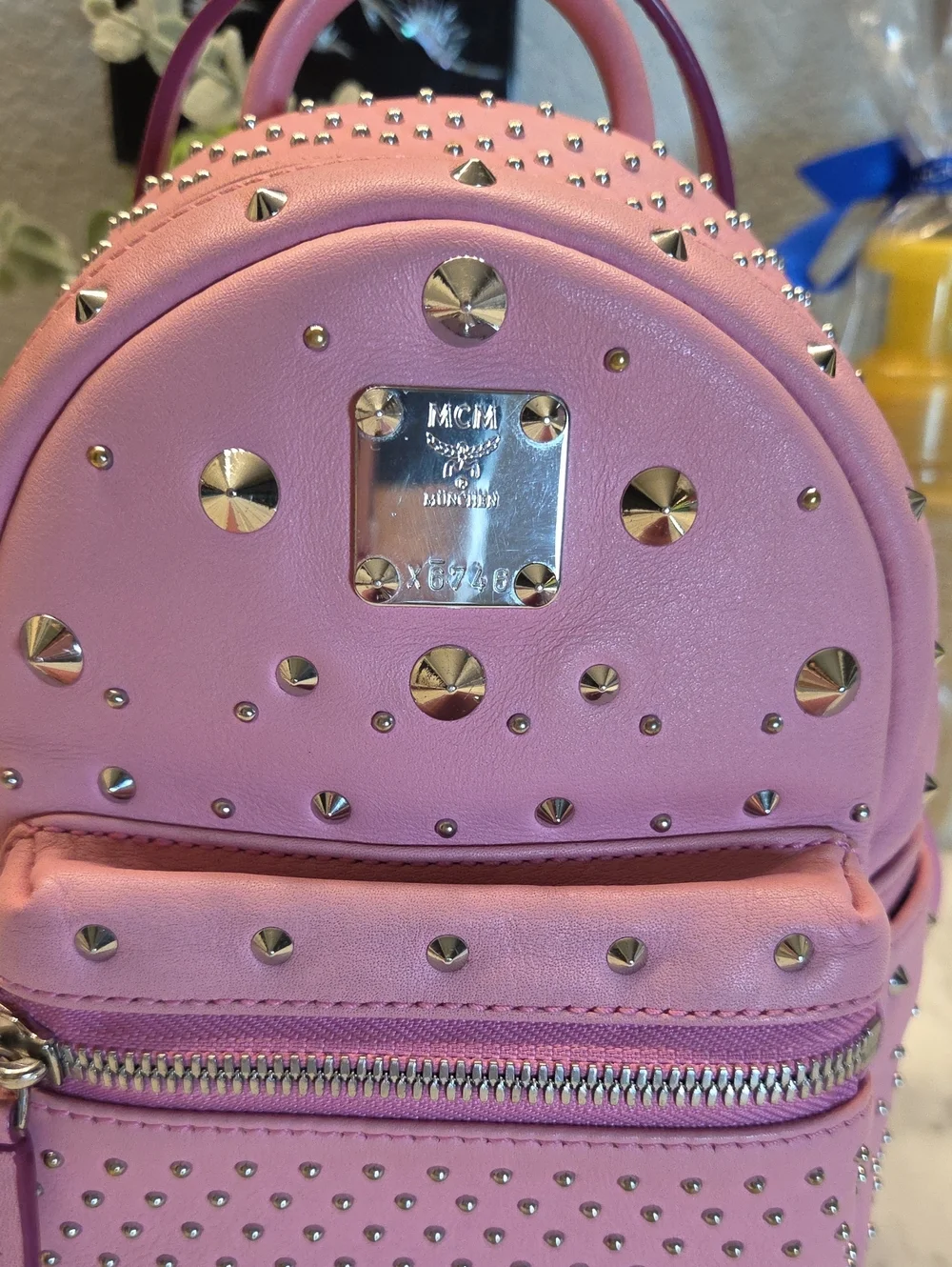 EUC MCM Baby Pink Studded Mini Backpack Crossbody 🩷